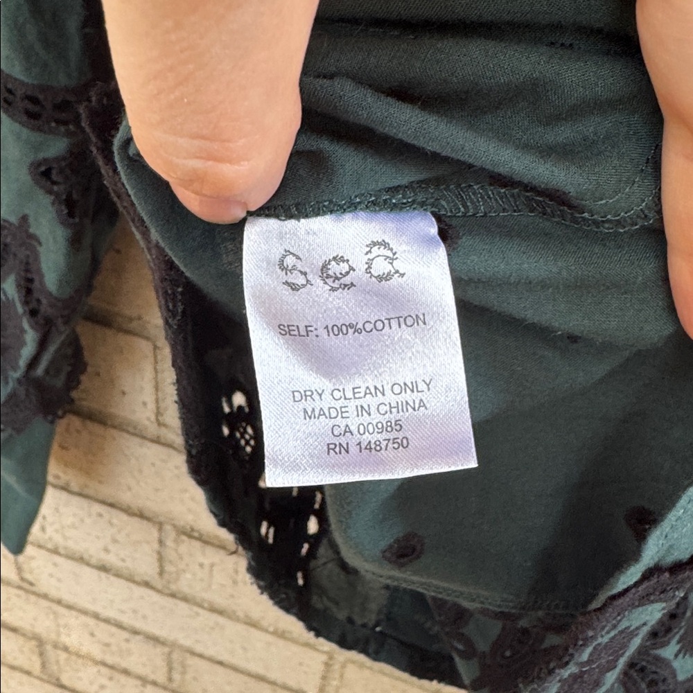 Sea New York Teal Embroidered Eyelet Button Down Long Sleeve Dress Blouse - Picture 5 of 5